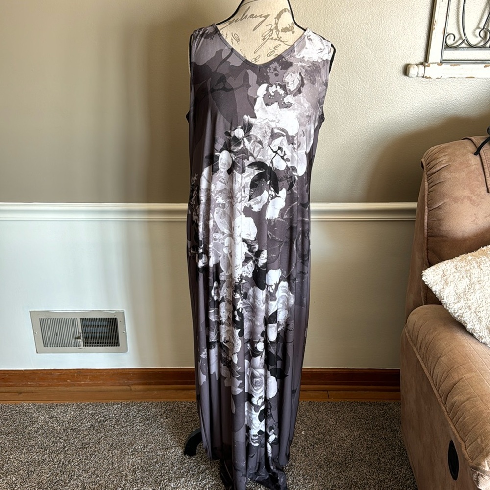 Gray floral maxi